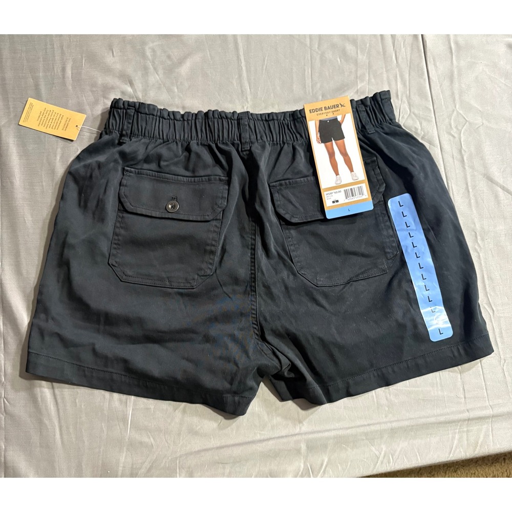 Eddie Bauer Everyday Short Black Lyocell Blend Elastic Waist Utility Pockets L